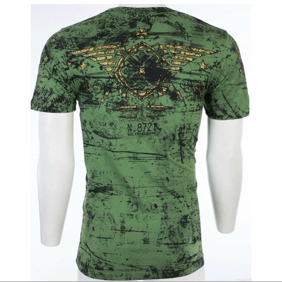 XTREME COUTURE by AFFLICTION Mens T-shirt Connect Eagle Wings Green S-3XL NWT - Picture 8 of 9